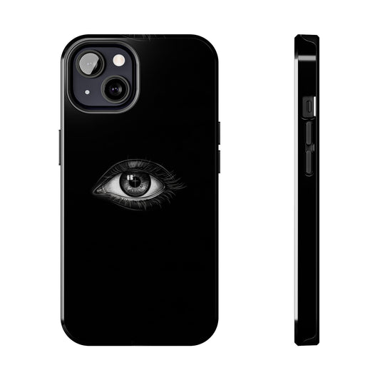 Eye Illustration Phone Case — Black Minimalist Protective Case