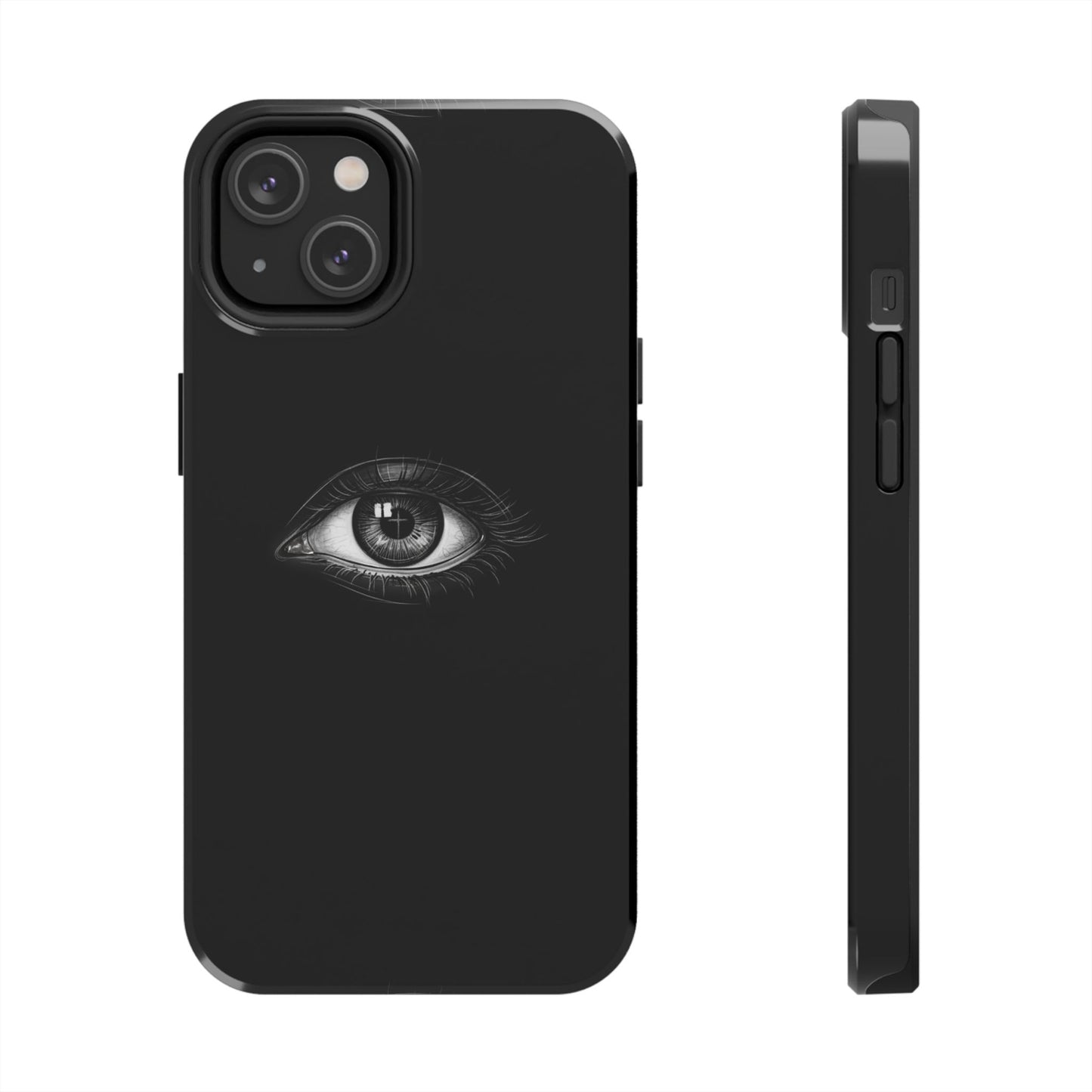 Eye Illustration Phone Case — Black Minimalist Protective Case