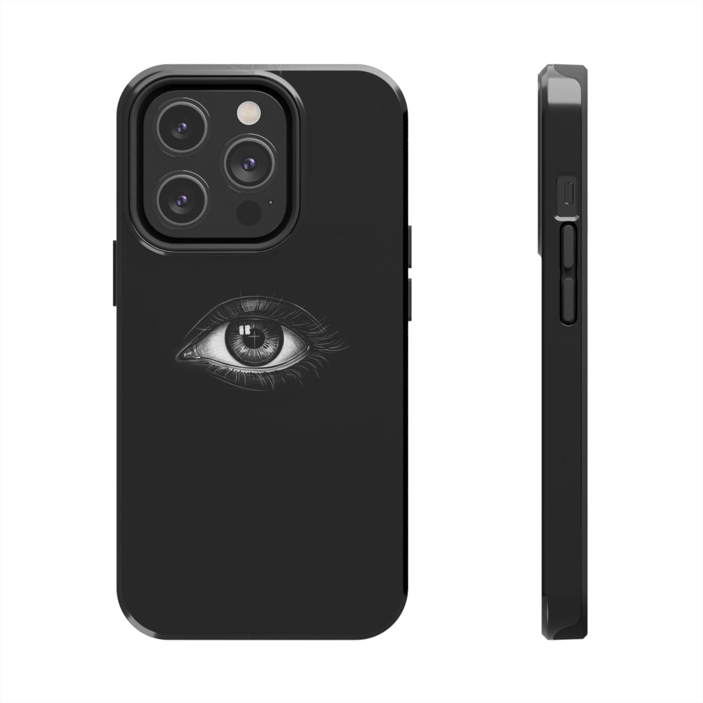 Eye Illustration Phone Case — Black Minimalist Protective Case