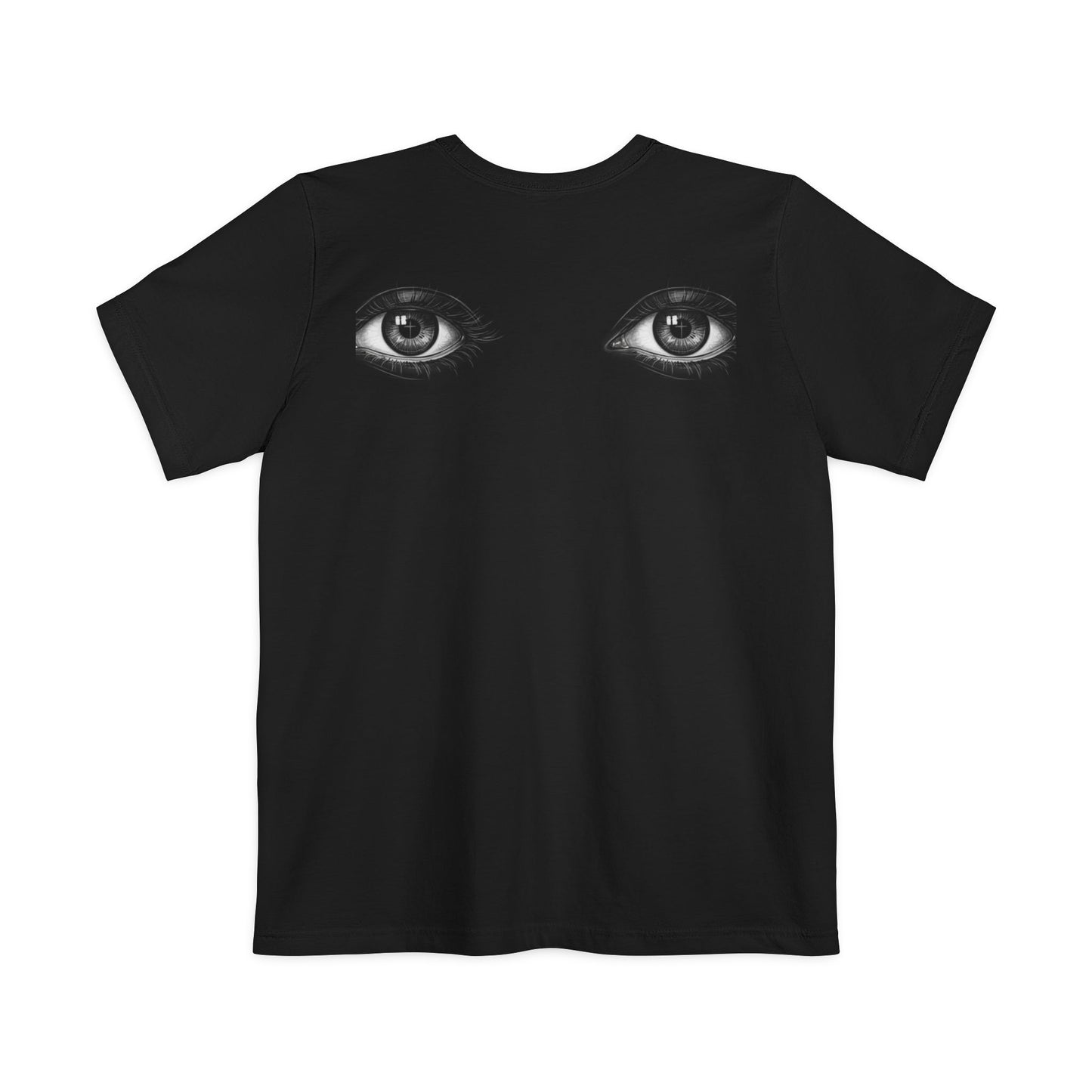 Pocket T-Shirt — Mysterious Eyes Graphic Tee (Back Print)