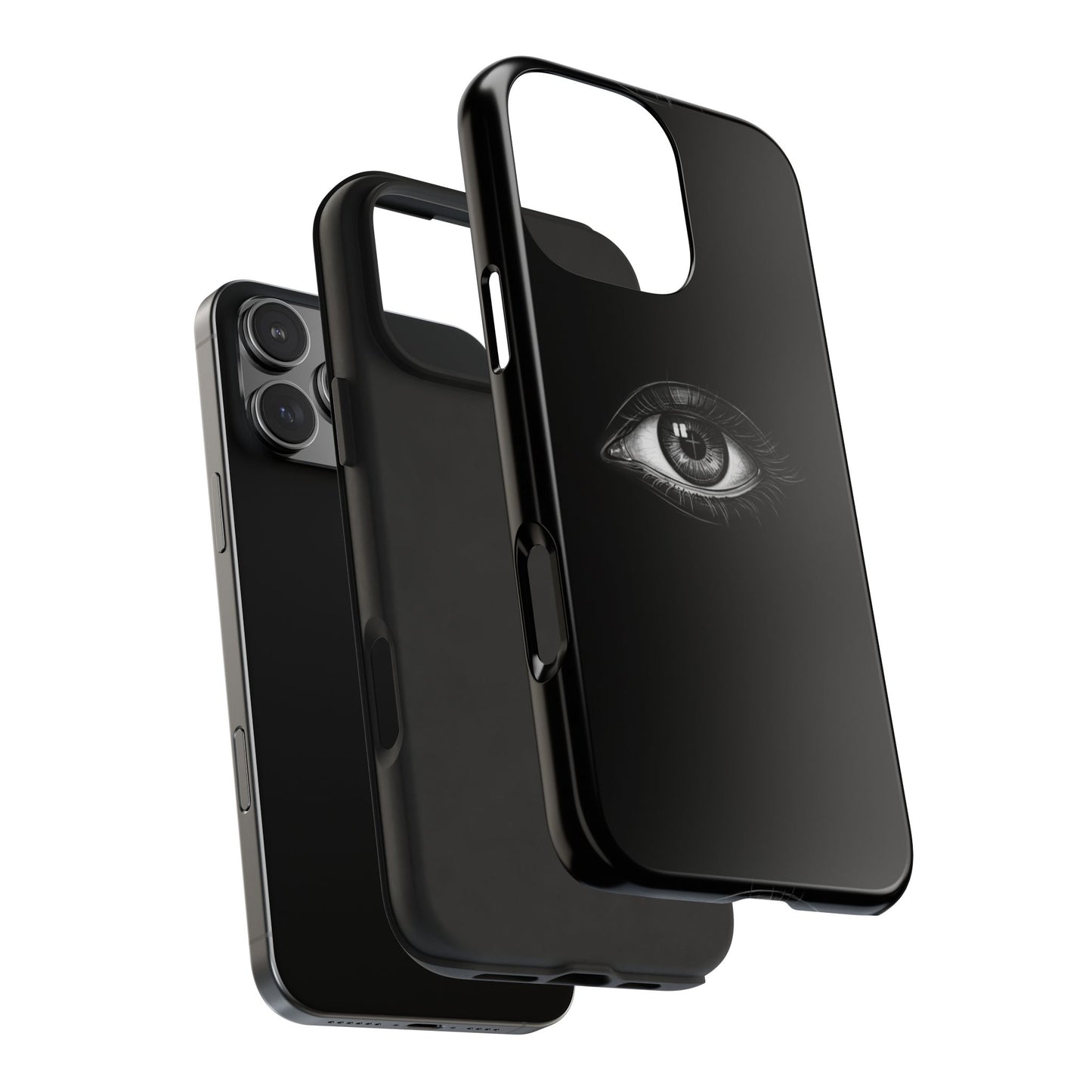 Eye Illustration Phone Case — Black Minimalist Protective Case