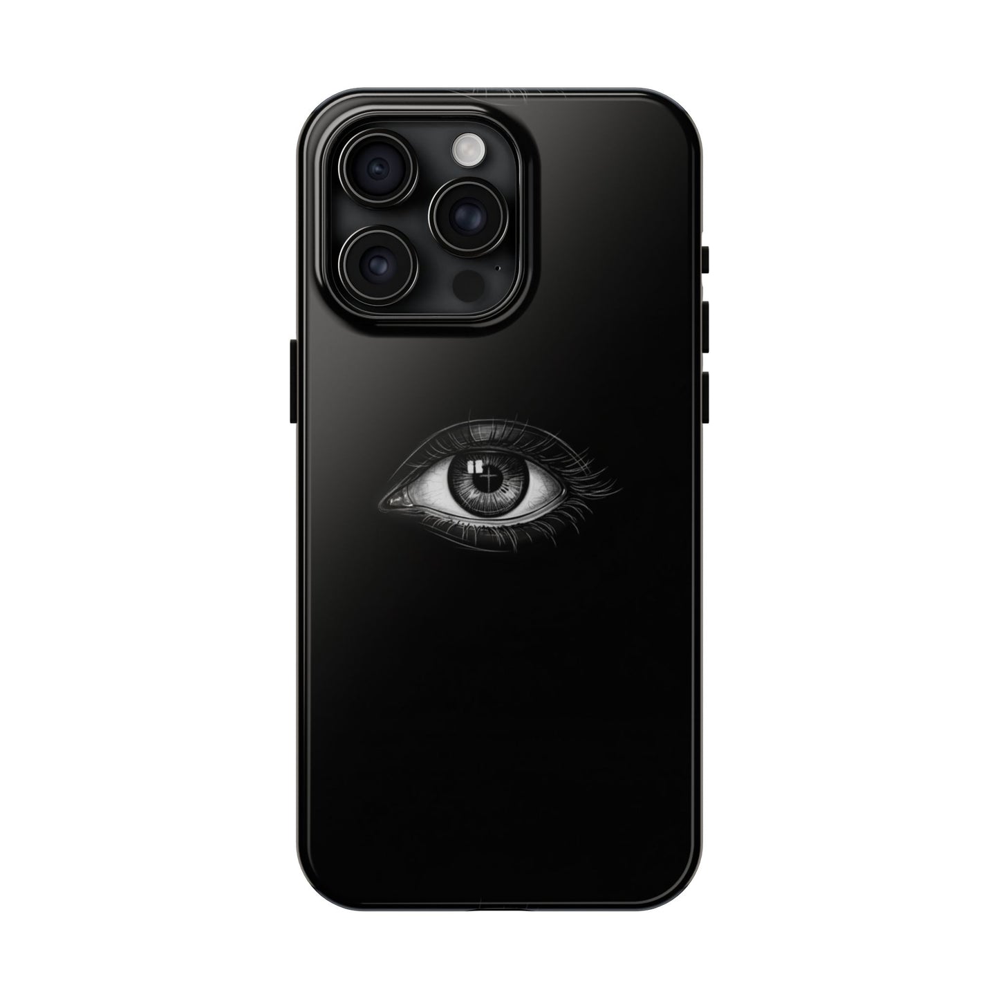 Eye Illustration Phone Case — Black Minimalist Protective Case