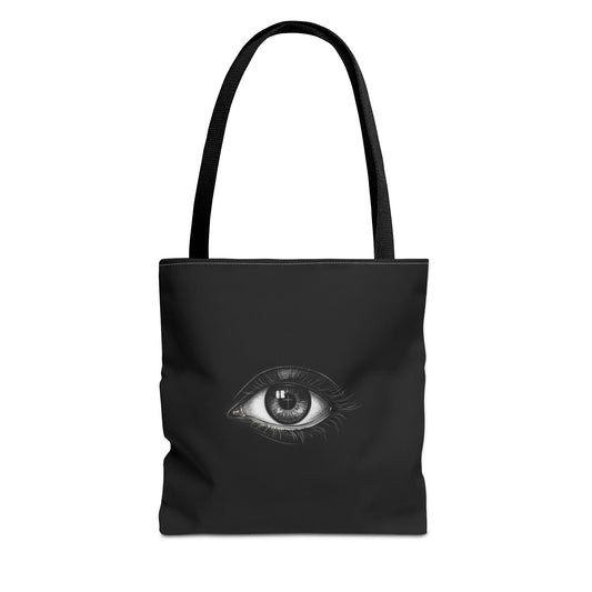 Mystic Eye Tote Bag — Black All-Over Print Gothic Fashion Tote