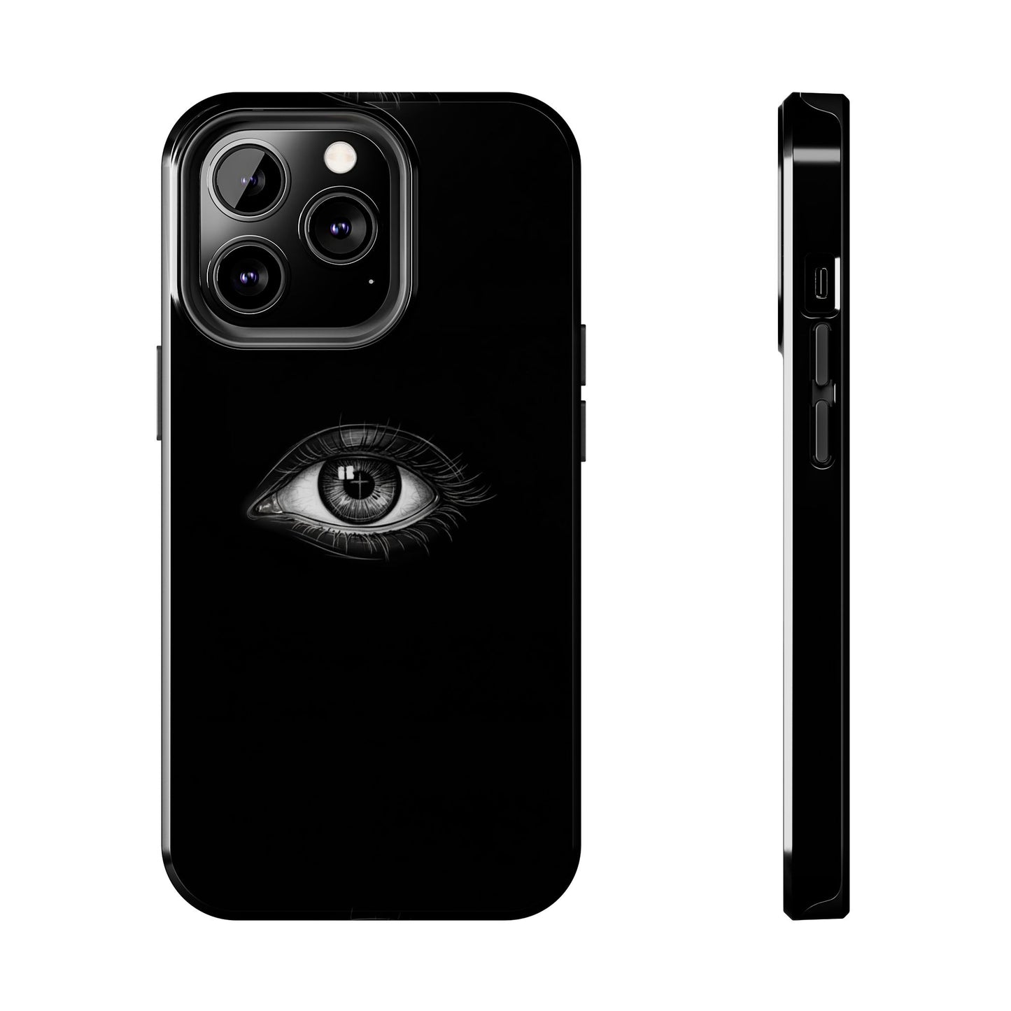 Eye Illustration Phone Case — Black Minimalist Protective Case