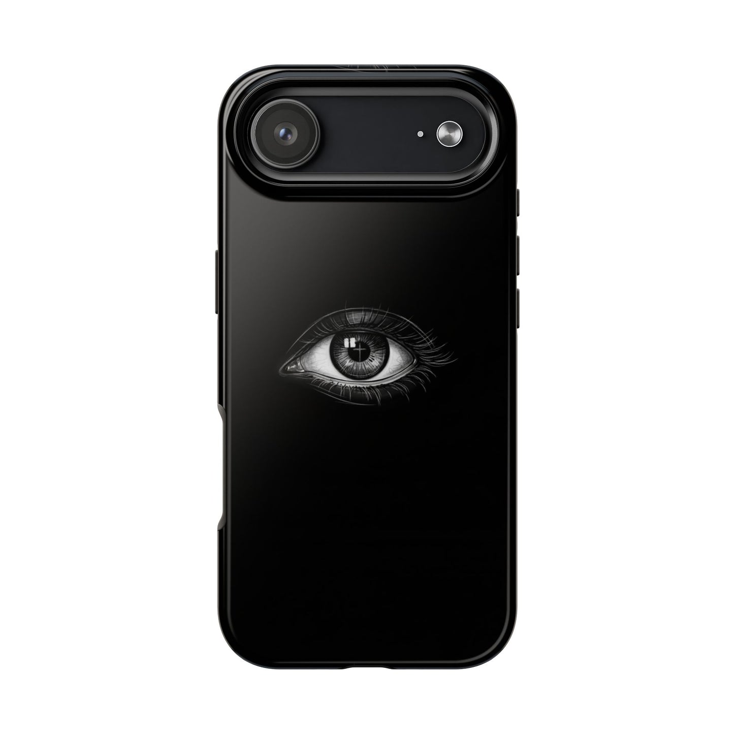 Eye Illustration Phone Case — Black Minimalist Protective Case