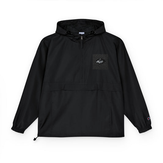Champion Packable Anorak Jacket - Black Floral Logo Pullover
