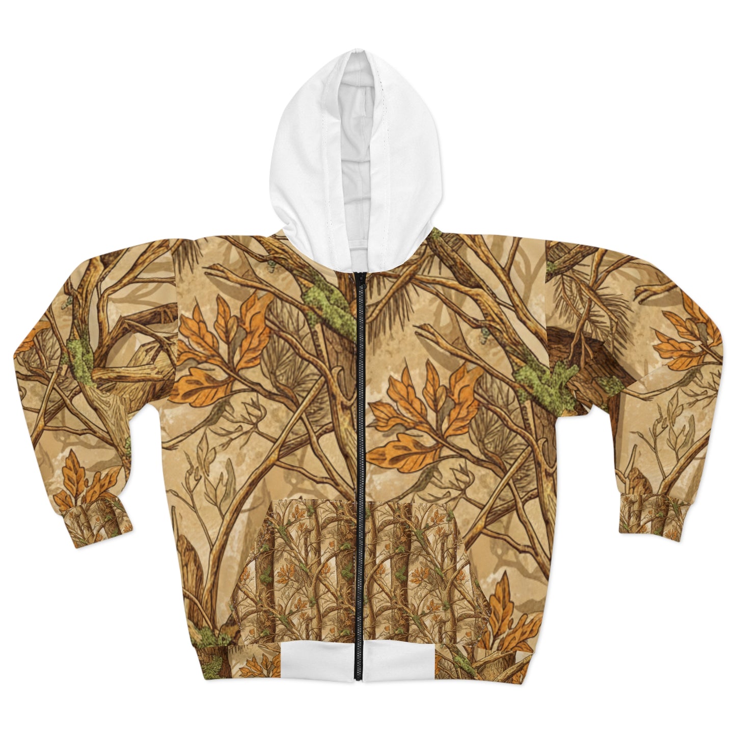 Camo Cross Zip Hoodie — Woodland Faith All-Over Print