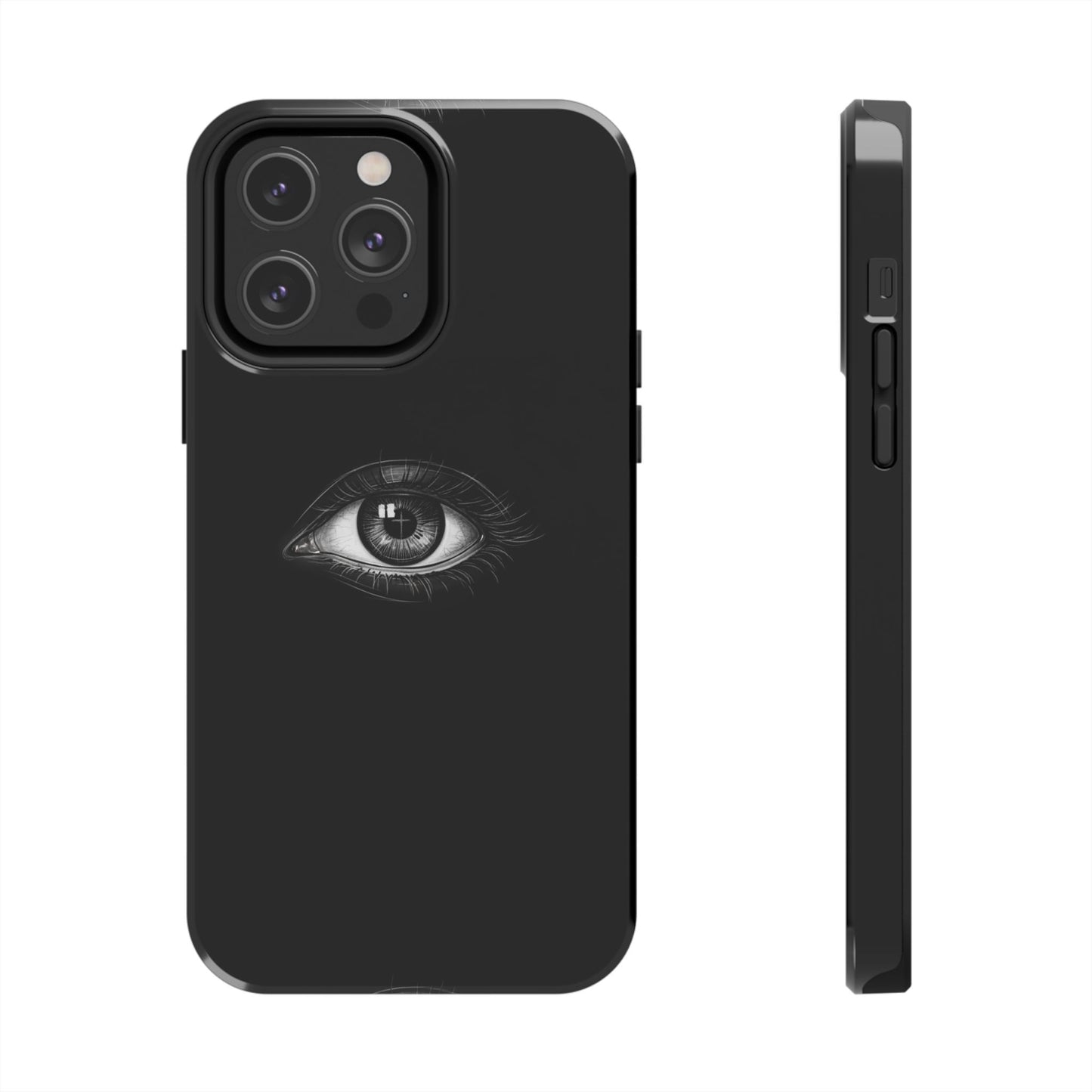 Eye Illustration Phone Case — Black Minimalist Protective Case
