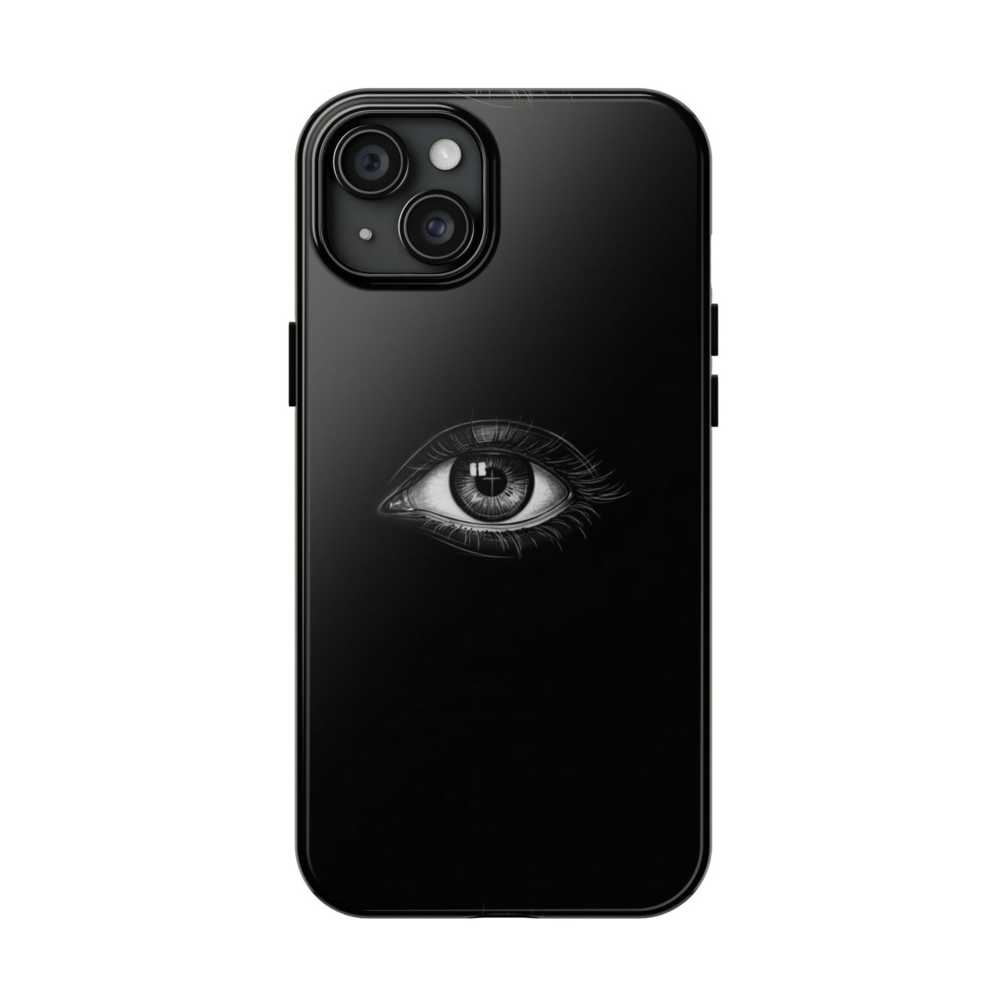 Eye Illustration Phone Case — Black Minimalist Protective Case