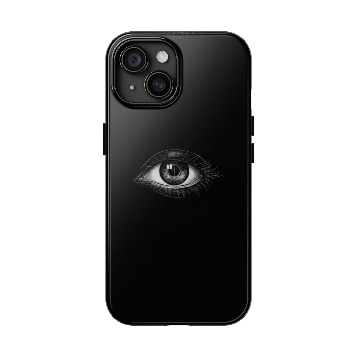 Eye Illustration Phone Case — Black Minimalist Protective Case